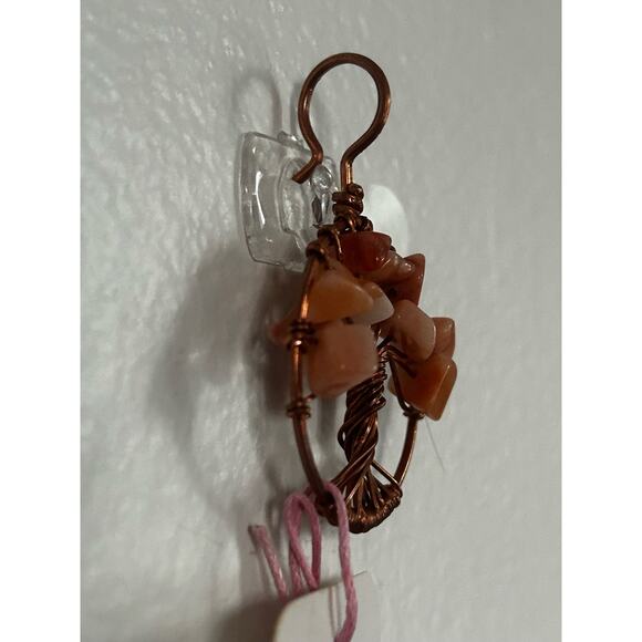 Handmade Copper and Serpentine Crystal Tree of life 3.5x2” Wall Decor - Picture 3 of 5
